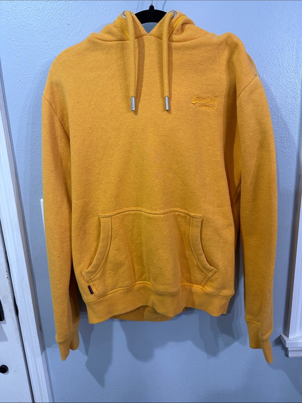 Men's Mustard Yellow Hooded Sweatshirt with Embroidered Logo
